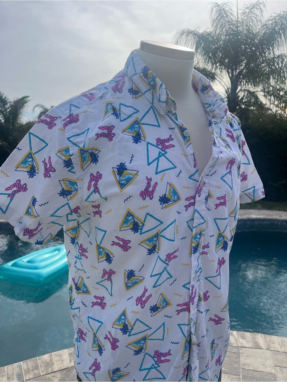 80s inspired Beach Bum Button Down Size Large 100% cotton - Picture 4 of 7